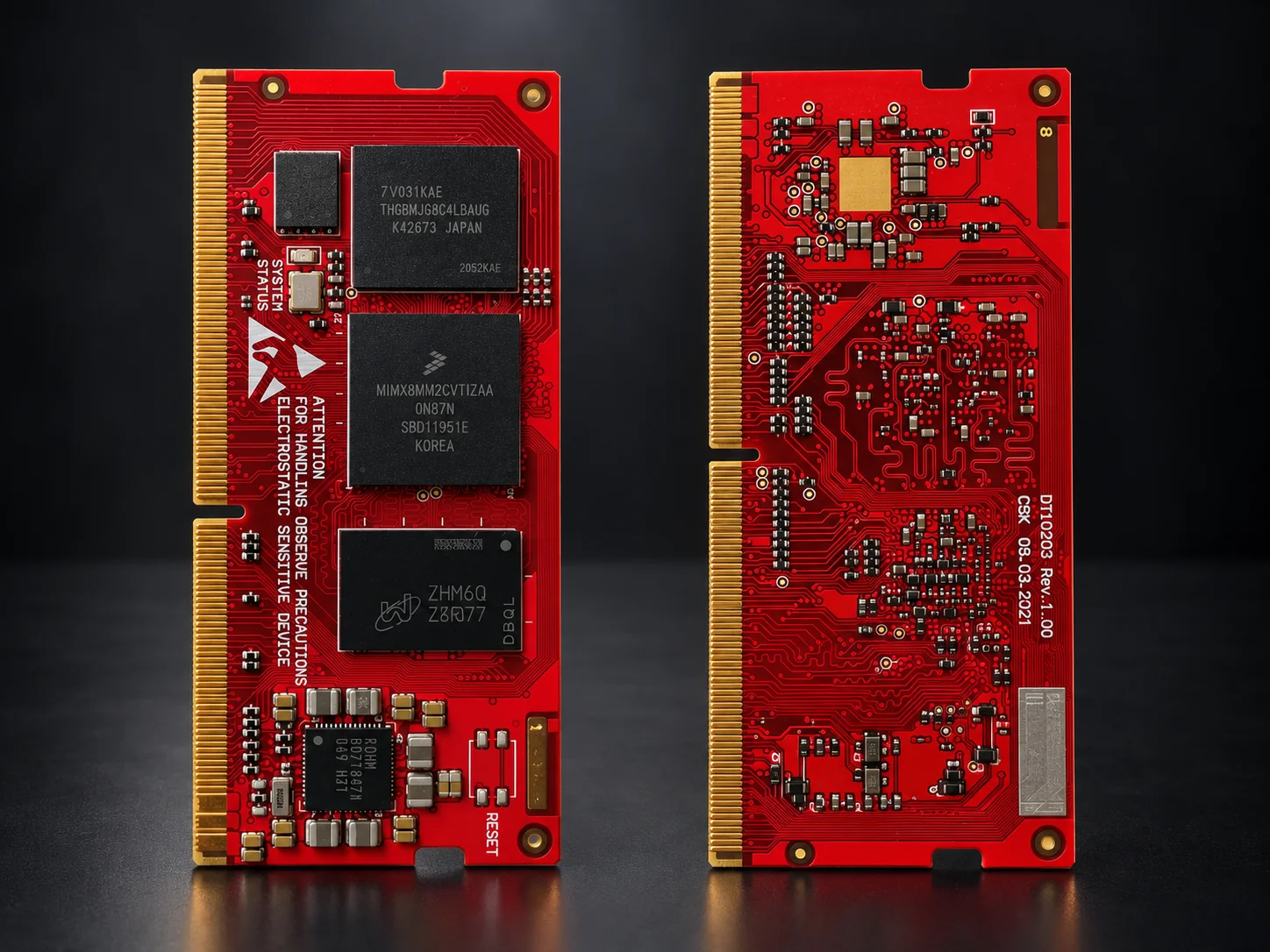 Custom NXP i.MX8 system-on-module PCBs with LPDDR4 memory